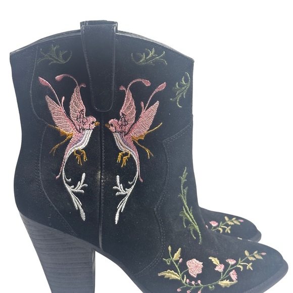 Ash  Black Floral Embroidered Heeled Boots - Picture 2 of 5